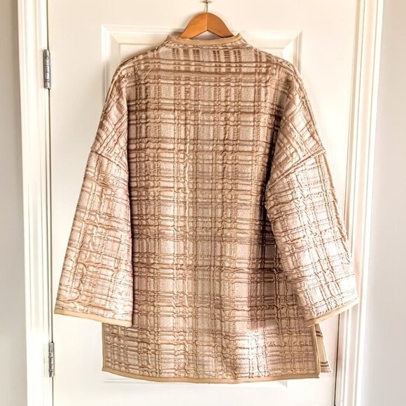 Marla Wynne Beige Cream Plaid Wool Coat NWT - Picture 3 of 6